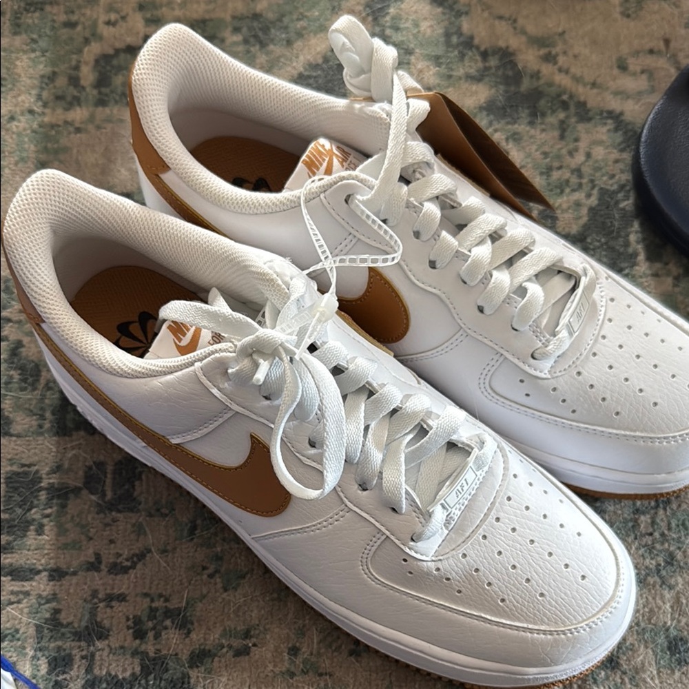 Nike White and Brown Air Force 1
